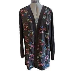 Vintage Wild Rose floral embroidered patchwork black jacket cardigan
